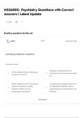 NSG6005- Psychiatry Questions with Correct Answers &vert; Latest Update