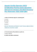 Aquatic Facility Operator &lpar;AFO&rpar; Certification Practice Exam Questions And Correct Answers &lpar;Verified Answers&rpar; Plus Rationales 2025-2026 Q&A 