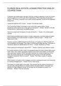 FLORIDA REAL ESTATE LICENSE PRACTICE END-OF-COURSE EXAM