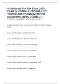 Air Methods Pre-Hire Exam 2025 EXAM QUESTIONS &vert;FREQUENTLY TESTED QUESTIONS &vert;&vert;VERIFIED SOLUTIONS &lpar;100&percnt; CORRECT&rpar;