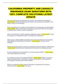 CALIFORNIA PROPERTY AND CASUALTY  INSURANCE EXAM QUESTIONS WITH  100&percnt; COMPLETE SOLUTIONS&vert; LATEST  UPDATE 