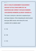 NSG 121 HEALTH ASSESSMENT EXAM NEWEST  2026-2027 ACTUAL EXAM COMPLETE 180  QUESTIONS AND CORRECT DETAILED ANSWERS  &lpar;100&percnt;VERIFIED ANSWERS&rpar; &vert;ALREADY GRADED A&plus;&vert;