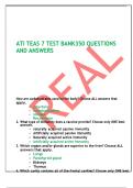2025 ATI TEAS 7 TEST BANK &vert; Mometrix Nursing School Admission Test Team &vert; 9781516706921 &vert; 350 QUESTIONS AND ANSWERS &vert; LATEST