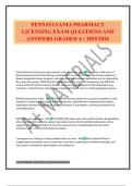 PENNSYLVANIA PHARMACY LICENSING EXAM QUESTIONS AND ANSWERS GRADED A&plus; 2025&sol;2026