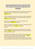 REVENUE MANAGEMENT FINAL EXAM QUESTIONS  WITH COMPLETE SOLUTIONS GUARANTEED PASS  2025&sol;2026 