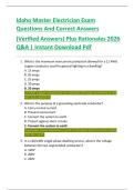 Idaho Master Electrician Exam  Questions And Correct Answers   &lpar;Verified Answers&rpar; Plus Rationales 2026  Q&A &vert; Instant Download Pdf 