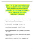Chem 1301A Discovering Chemical  Structure EXAM PREP 2026&sol;2027  ACCURATE QUESTIONS WITH  CORRECT DETAILED SOLUTIONS &vert;&vert;  100&percnt; GUARANTEED PASS  <NEWEST VERSION> 