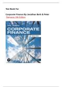 Test Bank for Corporate Finance by Jonathan Berk & Peter DeMarzo&comma; 6th Edition&vert;  All Chapters 1-31 Covered&vert;&vert; Complete Answers with Rationales