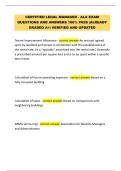 CERTIFIED LEGAL MANAGER - ALA EXAM  QUESTIONS AND ANSWERS 100&percnt; PASS &vert;ALREADY  GRADED A&plus;&vert; VERIFIED AND UPDATED