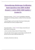 Chemotherapy Biotherapy Certification  Exam Questions And 100&percnt; Verified  Answers &vert; Latest 2025&sol; 2026 Update &vert;  Graded A&plus; 