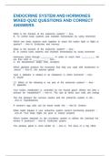 ENDOCRINE SYSTEM AND HORMONES MIXED QUIZ QUESTIONS AND CORRECT ANSWERS