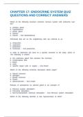 CHAPTER 17&colon; ENDOCRINE SYSTEM QUIZ QUESTIONS AND CORRECT ANSWERS