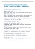 ENDOCRINE SYSTEM &lpar;PHYSIOLOGY&rpar; QUESTIONS AND CORRECT ANSWERS