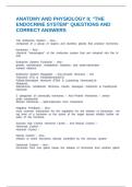 ANATOMY AND PHYSIOLOGY II&semi; "THE ENDOCRINE SYSTEM" QUESTIONS AND CORRECT ANSWERS