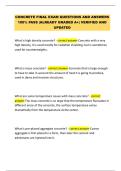 CONCRETE FINAL EXAM QUESTIONS AND ANSWERS  100&percnt; PASS &vert;ALREADY GRADED A&plus;&vert; VERIFIED AND  UPDATED