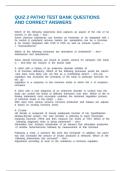 QUIZ 2 PATHO TEST BANK QUESTIONS AND CORRECT ANSWERS