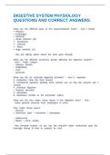 DIGESTIVE SYSTEM PHYSIOLOGY QUESTIONS AND CORRECT ANSWERS