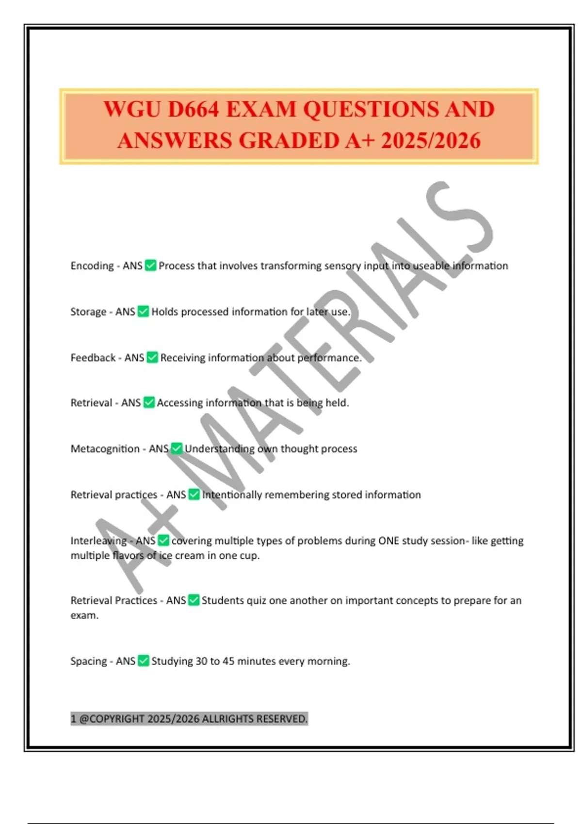 WGU D664 EXAM QUESTIONS AND ANSWERS GRADED A+ 2025/2026 - WGU D664 ...