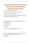 ENVS 1126 Aixin Hou-Exam 1 Questions  And Answers 2025&vert;2026 Verified  Graded A&plus; Already Passed&excl;