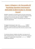 Exam 1 &lpar;Chapters 1-4&rpar;&colon; Personality Of  Psychology Questions And Answers  2025&vert;2026 Verified Graded A&plus; Already  Passed&excl; 