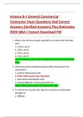 Arizona B-1 General Commercial  Contractor Exam Questions And Correct  Answers &lpar;Verified Answers&rpar; Plus Rationales  2026 Q&A &vert; Instant Download Pdf