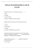 TEXAS WASTEWATER CLASS D EXAM QUESTIONS AND ANSWERS 2026