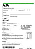 2025 AQA A-level PHYSICS Paper 3 Section B Turning points in physics Combined Question Paper and Final Marking Scheme