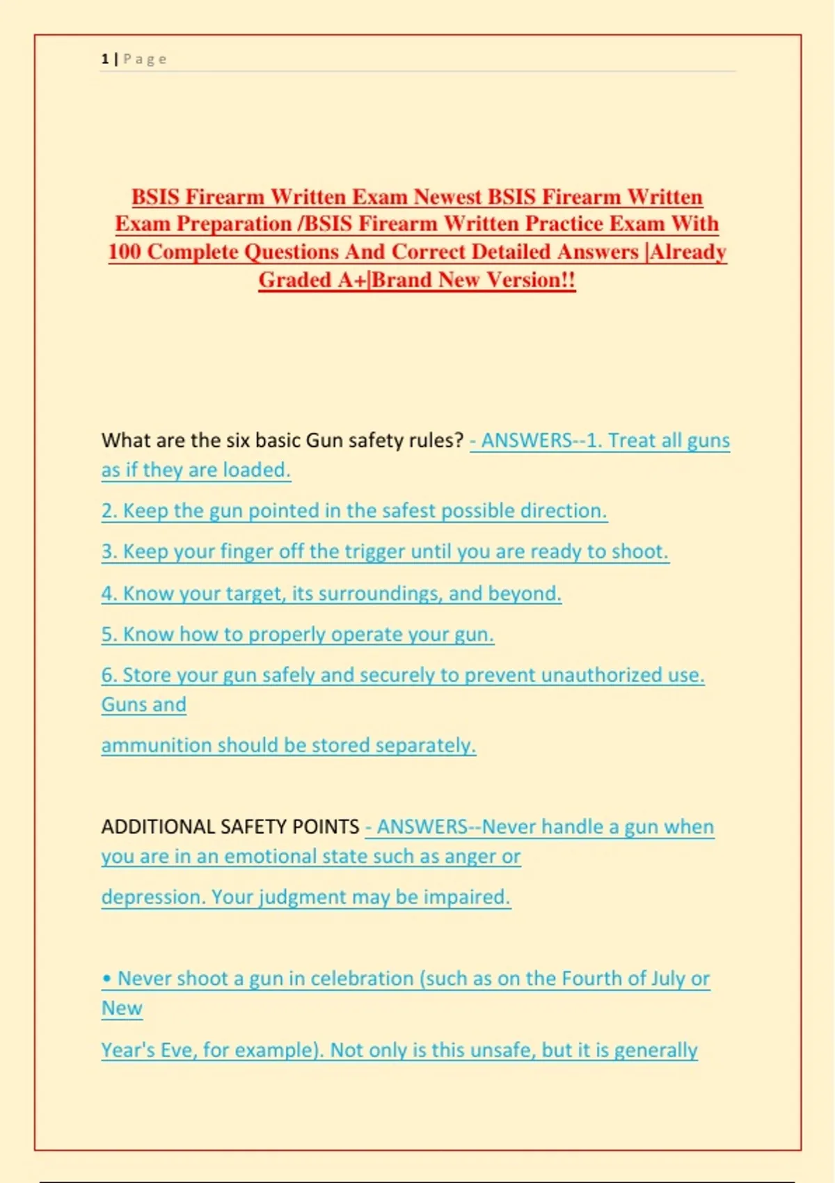 BSIS Firearm Certification Exam: Ultimate 2025 Study Guide & Practice Test (100 Q&A | Guaranteed ...
