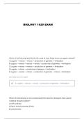 BIOLOGY 1020 EXAM 2 PRACTICE QUESTIONS AND VERIFIED ANSWERS