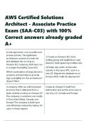 AWS Certified Solutions Architect - Associate Practice Exam &lpar;SAA-C03&rpar; with 100- Correct answers 