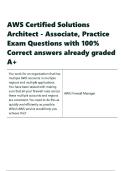 AWS Certified Solutions Architect - Associate&comma; Practice Exam Questions with 100- Correct answers