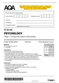 2025 AQA A-LEVEL PSYCHOLOGY Paper 1 Introductory  Topics in Psychology Question Paper & Mark Scheme  &lpar;Merged&rpar; Friday 16 May 2025 &lbrack;VERIFIED&rsqb; 