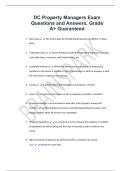DC Property Managers Exam  Questions and Answers&period; Grade  A&plus; Guaranteed