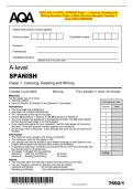 2025 AQA A-LEVEL SPANISH Paper 1 Listening&comma; Reading and  Writing Question Paper & Mark Scheme &lpar;Merged&rpar; Tuesday 3  June 2025 &lbrack;VERIFIED&rsqb;