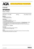 2025 AQA A-LEVEL SPANISH Paper 2 Writing Question Paper  & Mark Scheme &lpar;Merged&rpar; Wednesday 11 June 2025 &lbrack;VERIFIED&rsqb;