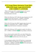 ACE Group Fitness Instructor Exam Q&A  UPDATED Study Guide QUESTIONS  AND CORRECT ANSWERS 
