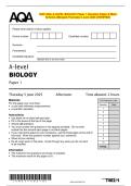 2025 AQA A-LEVEL BIOLOGY Paper 1 Question Paper & Mark  Scheme &lpar;Merged&rpar; Thursday 5 June 2025 &lbrack;VERIFIED&rsqb; 