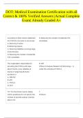 DOT&colon; Medical Examination Certification with all Correct & 100&percnt; Verified Answers &vert;Actual Complete Exam&vert; Already Graded A&plus; 