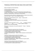 FINANCIAL REPORTING AND ANALYSIS QUESTIONS
