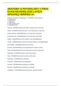ANATOMY & PHYSIOLOGY 1 FINAL EXAM REVIEW&vert;&vert; 2025 LATEST UPDATE&vert;&vert; VERIFIED A&plus;