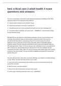 hesi critical care 2 adult health 3 exam questions and answers
