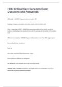 HESI Critical Care Concepts Exam Questions and Answers