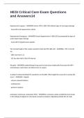 HESI Critical Care Exam Questions and Answers