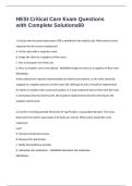 HESI Critical Care Exam Questions with Complete Solutions