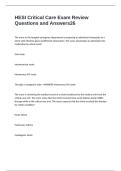 HESI Critical Care Exam Review Questions and Answers
