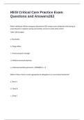 HESI Critical Care Practice Exam Questions and Answers