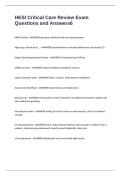 HESI Critical Care Review Exam Questions and Answers