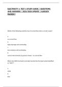 ELECTRICITY 1- TEST 1 STUDY GUIDE &vert; QUESTIONS AND ANSWERS &vert; 2025&sol;2026 UPDATE &vert; ALREADY PASSED&excl;&excl;