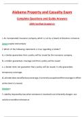 Alabama Property and Casualty Exam  &lpar;Latest 2025&sol;2026 Update&rpar; Complete Questions and Guide Answers&comma; 100&percnt; Verified Graded A&plus;