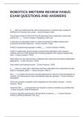 ROBOTICS MIDTERM REVIEW FANUC EXAM QUESTIONS AND ANSWERS
